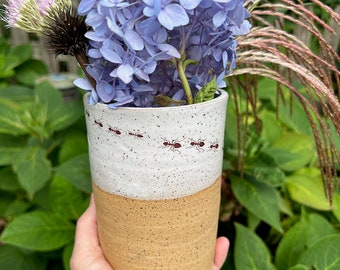 Speckled White Vase with ANTS!