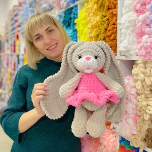 Crochet Bunny Plush: Fluffy Stuffed Rabbit Toy, Kawaii Amigurumi