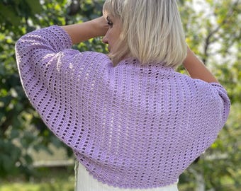 Bamboo Cotton Bolero, Breathable Summer Shrug, Soft Lightweight Crochet Cardigan