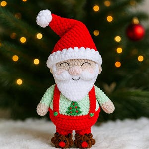 Crochet Santa Claus Plush Toy, Handmade Christmas Gift for Kids, Soft Holiday Amigurumi, Baby First Xmas Toy, Santa Nursery Decor