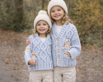 Hooded Sweater Vest, Unique One of a Kind Girls Hand Crochet  display picture 3