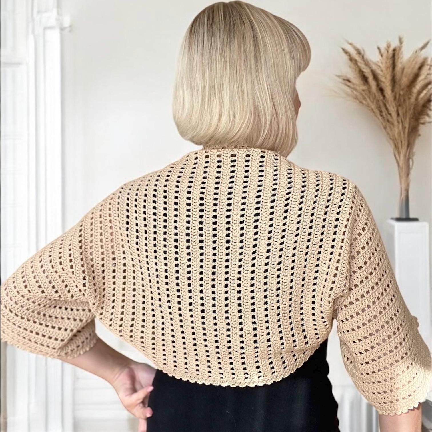 Crochet Cotton Bolero Shrug, Bridal Lace Cover Up, Summer Knit