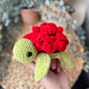 Crochet Rose Turtle Plush: Handmade Amigurumi Stuffed Animal