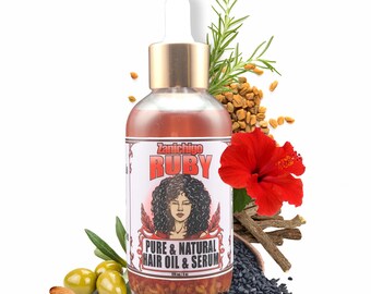Ruby Hair Oil – Fenugreek Strengthening Serum for Dry, Damaged, Frizzy & Coarse Hair | Anti-Hair Fall Sulfate-Free | Scent-Free All-Natural