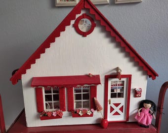 Boulangerie maison de poupée vintage faite main avec meubles (ramassage sur place uniquement - DFW, Texas)