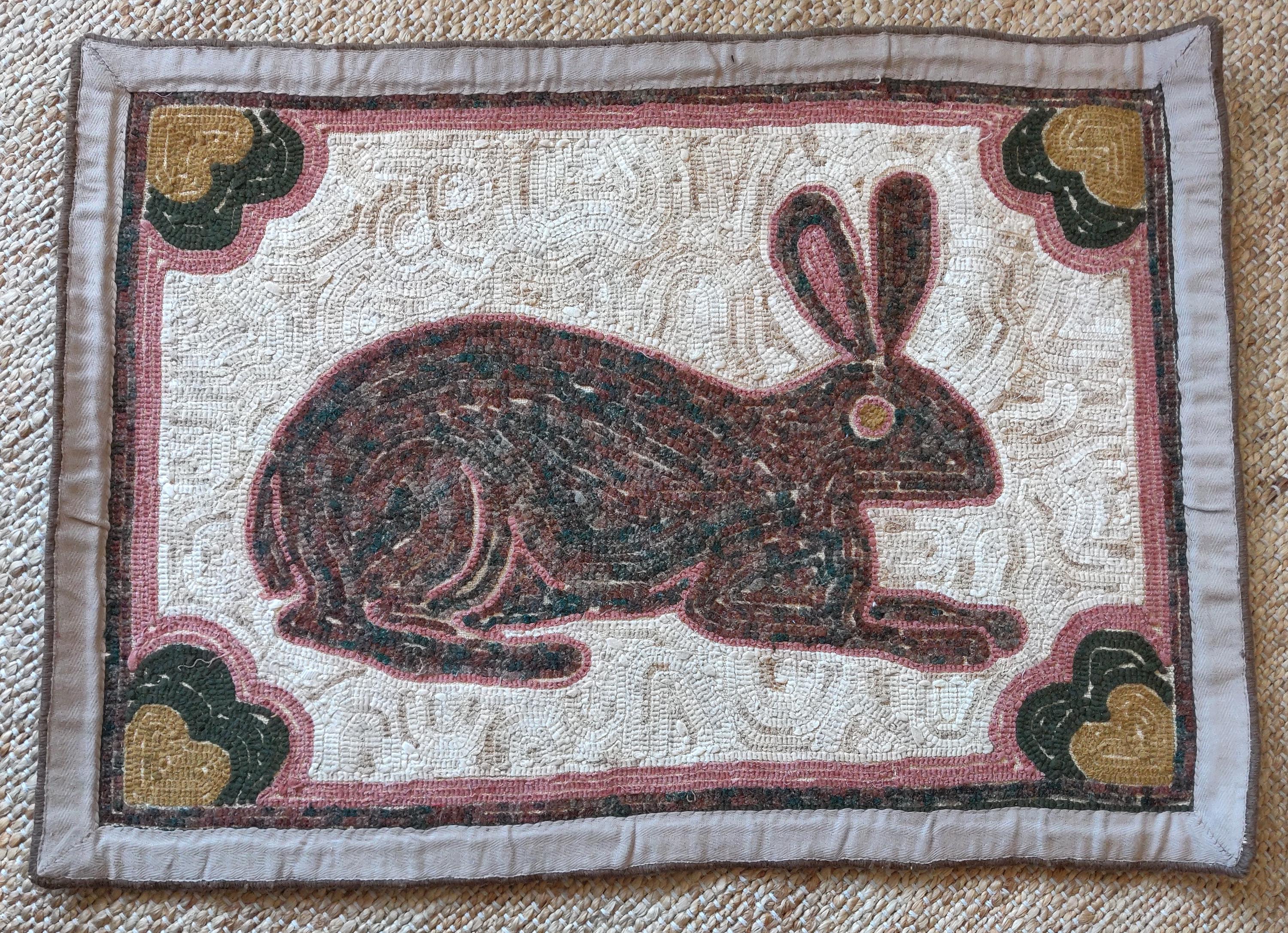 Primitive Wool Rugs Vintage Primitive Hand Hooked Wool Rug With Bunny - Etsy