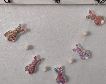 Guirlande de lapins de Pâques en tissu Liberty