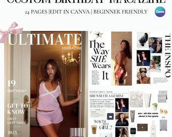 Vogue Birthday Magazine Template: Editable Canva Keepsake (Digital Download)