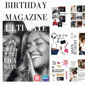 Editable Vogue Magazine Canva Template: Personalized Birthday Gift (Digital Download)