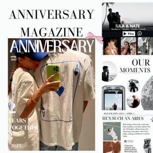 Modello Canva per la rivista Vogue Anniversary / Regalo stampabile in stile Vogue per fidanzata, fidanzato, moglie, marito / Storia d'amore modificabile