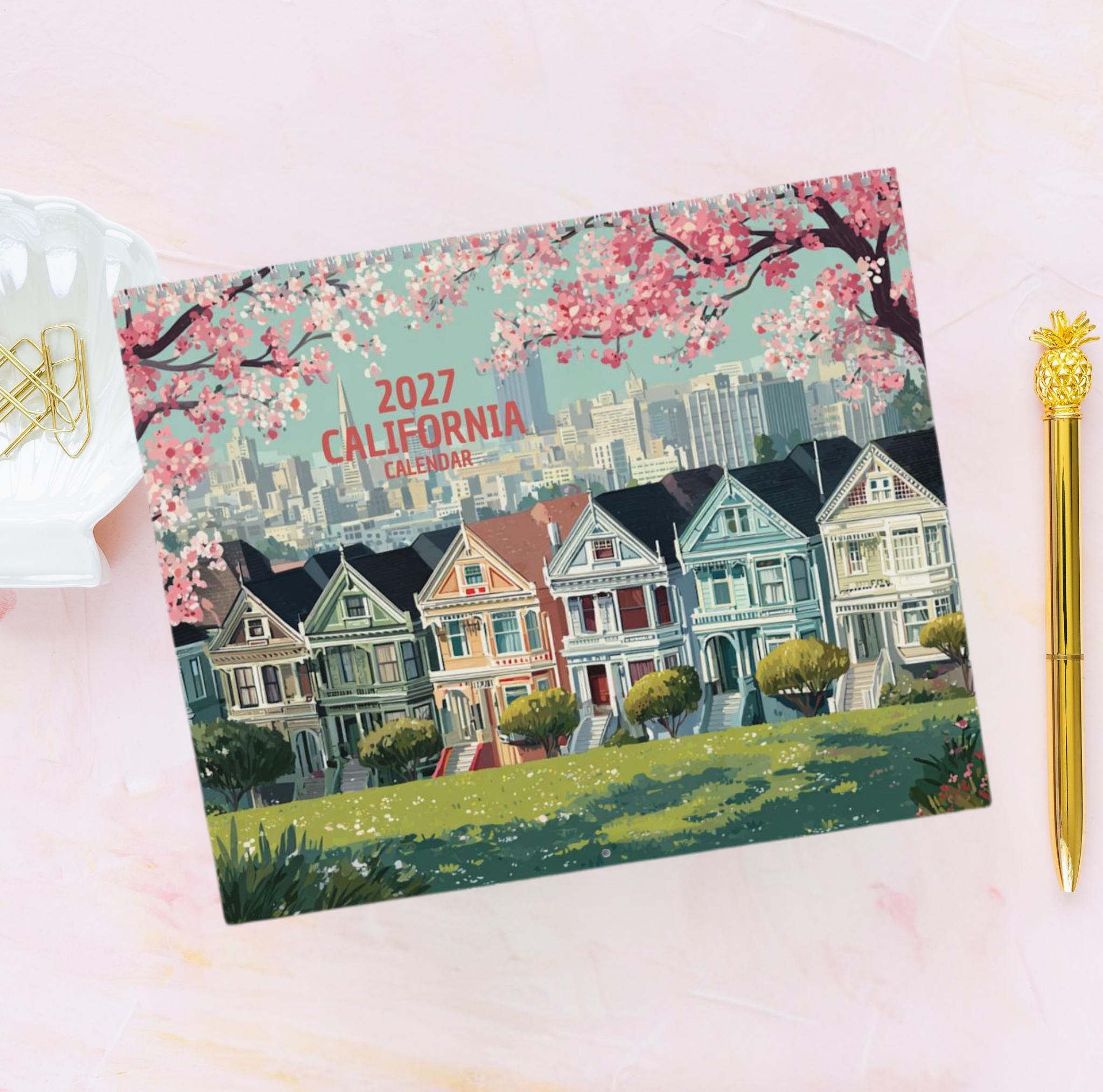 2027 California Travel Calendar - Illustrated California Wall
