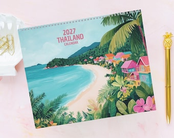Thailand Calendar 2027 - Travel Calendar - Monthly Calendar - Travel Wall Calendar - 12 Month Calendar - Travel Gift - Bangkok Calendar
