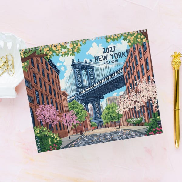 2027 New York Calendar - Travel Calendar - Monthly Calendar - Travel Wall Calendar - 12 Month Calendar - Travel Gift - New York Planner