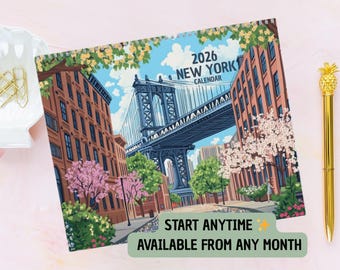 2026/2027 New York Calendar - Travel Calendar - Monthly Calendar - Travel Wall Calendar - 12 Month Calendar - Travel Gift - New York