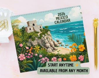 Mexico 2026/2027 Calendar - Travel Calendar - Month Calendar - Travel Wall Calendar - 12 Month Calendar - Travel Gift - Cancun Travel