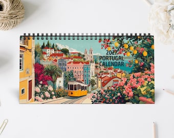 2027 Portugal Desk Calendar, Illustrated Portugal Calendar, Portuguese Wall Art, Whimsical Art Print, Gift Idea, Porto Lisbon Calendar