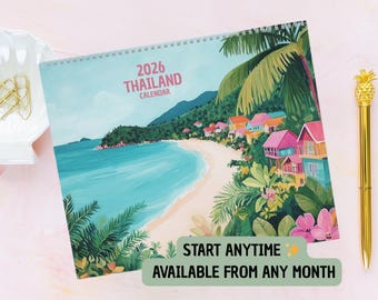 2026/2027 Thailand Calendar - Travel Calendar - Monthly Calendar - Travel Wall Calendar - 12 Month Calendar - Travel Gift - Bangkok