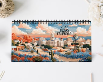 2027 Texas Desk Calendar, Seasonal Desk Organizer, Southwestern Art Calendar, Home Office Decor, Gift Idea for Texas Lovers, Texas Art