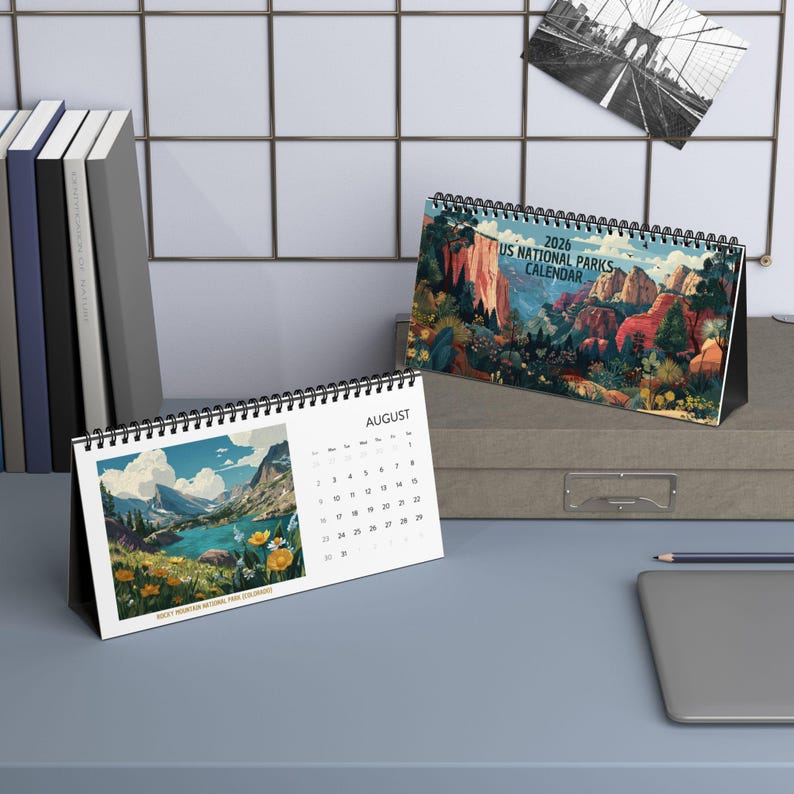 National Parks Desk Calendar 2026/2027, Illustrated U.S. Travel