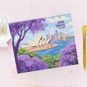 Travel Calendar 2026 - Illustrated 12 Month Travel Wall Calendar, Monthly Planner & Travel Gift, Beautiful Travel Decor for Home or Office