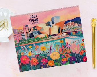 Spain 2027 Travel calendar, Spain Monthly Wall Calendar - Travel Gift & Home Decor - 12 Month Planner, Spain Lover, Spain Wall Calendar