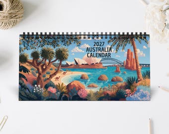 2027 Australia Desktop Calendar - Nature Scenes, Desk Decor, Home Organization, Gift for Australia Lovers, Monthly Planner, Aussie Gift