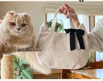 Naaipatroon voor een draagtas met kattengezicht | Opgeblazen Japanse stijl (PDF-patroon)