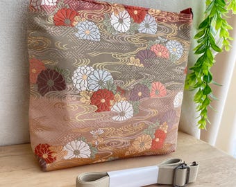 【10％OFF】 着物バッグ クロス 日本製シルクハンドバッグ 帯リメイクバッグ トップス