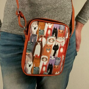 Monedero de viaje, mini bolso bandolera, pequeño bolso de viaje con diseño de gato, bolso bandolera vegano, bolso bandolera vegano, bolso bandolera pequeño con diseño de gato