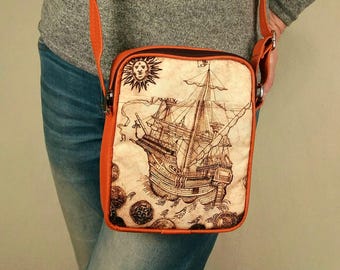Borsa a tracolla per telefono con mappa del mondo, piccola borsa da viaggio imbottita, borsa per telefono Wanderlust, piccola borsa da viaggio, borsa per passaporto, borsa unisex Riffle Paper Company