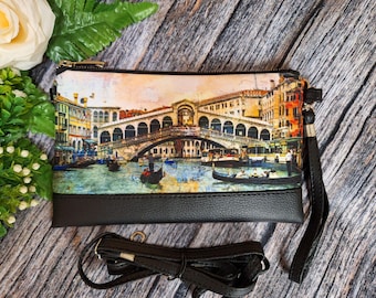 Borsa a tracolla Venice, borsa a tracolla da polso per telefono, pochette in tela, minimalista, piccola borsa a tracolla estiva, regalo per la festa della mamma, borsa da polso