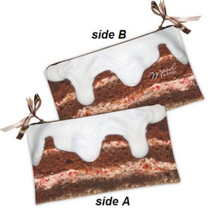 Cake Print Makeup Bag: Waterproof Polyester Cosmetic Zipper Pouch