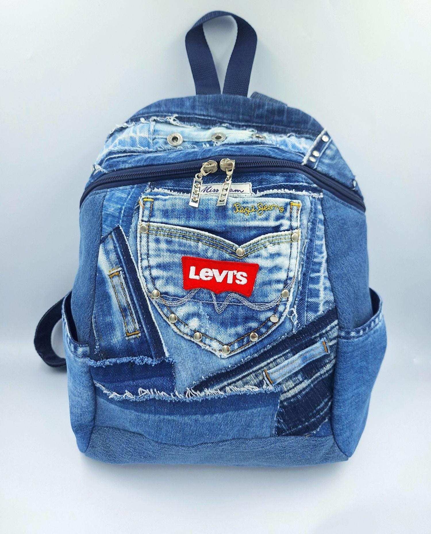 Blue Denim Big Bud Press Patch Backpack 1970s Vibe Blue 70s Backpack - Etsy main image 2