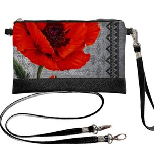 Bolso bandolera de muñeca, bolso de mano de tela, cartera de muñeca vintage, bolso bandolera pequeño con flores, bolso de mano con diseño de amapola, bolso bandolera pequeño y único.