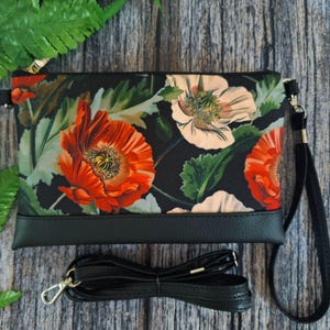 Cartera de mano, bolso de hombro tipo bandolera, para teléfono, pasaporte, iPhone, cartera de mano, bolso de mano con asa, bolso de mano con estampado floral Poppy
