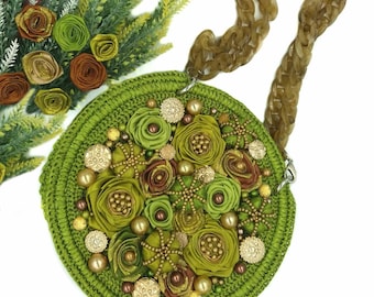 Borsa da foresta fatta a mano, borsa da bosco fatata, borsetta a tracolla con muschio realistico, borsa a tracolla erbosa, borsa fatata stravagante, regalo per ragazza amante della natura