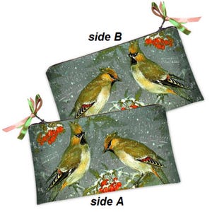Birds Zipper Pouch Bird Lover Gift Travel Accessory Pouch Retro Travel Accessory Christmas In July Pouch Nature Cute Birds Love Cosmetic Bag