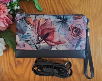 Travel Wallet Purse, Wristlet Wallet, Vegan Leather Wallet, Crossbody Bag Boho Phone Bag, Crossbody Bag Cloth, Phone Bag with Shoulder Strap