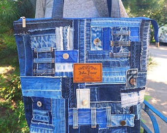 Large Jeans Tote Bag, Jean Tote Upcycled Denim Bag, Jeans Shopper, Upcycled Denim Bag, Denim Purse, Levis Jeans Bag, Recycled Denim Handbag