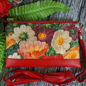 Bolso bandolera, bolso de mano, cartera, bolso de mano, bolso de mano grande, bolso de mano floral vegano, bolso de mano con flores silvestres