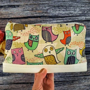 Large Bird Toiletry Bag Large Cosmetic Travel Bag Boho Owl TBottom Makeup Bag Stand Up Medium Makeup Pouch Rifle Paper Large Zipper Bag