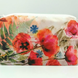 Watercolor Poppies Makeup Bag, Floral Print Pouch, Wildflower Makeup Pouch, Wildflowers Accessory Pouch, Nature Themed Small Purse, Floral