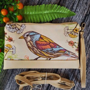 Bird Small Crossbody Purse for Travel Vegan Leather Canvas Hummingbird Crossbody Bag Rifle Paper Clutch Purse With Birds Artsy Hipster Purse