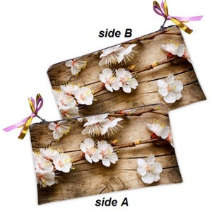 Cherry Blossom Pouch, Spring Accessory Pouch, Cottagecore Pouch, Cottagecore Makeup Bag, Floral Makeup Bag, Floral Accessory Pouch, Boho