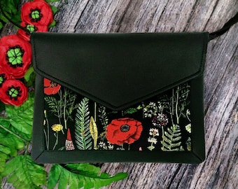 Poppy Envelope Book Clutch Kindle Sleeve Book Purose Book Purose Business Office Clutch Crossbody Handcover Book Bag Kindle Crossbody Bag