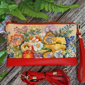 Bolso bandolera vegano con estampado floral de Rifle Paper, bolso bandolera para teléfono, cartera de muñeca, bolso de mano para iPhone, bolso de mano estilo cottagecore.