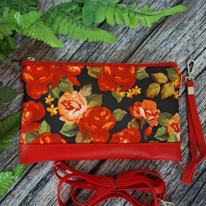 Bolso bandolera tipo cartera para mujer, estilo bohemio, con diseño botánico de rosas, para teléfono, para viaje