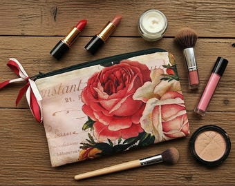 Borsa cosmetica retrò, pochette in stile vintage, trousse per il trucco in poliestere impermeabile