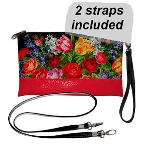 Cartera de mano con rosas, bolso de mano cruzado, monedero con rosas, bolso cruzado bohemio con flores, bolso cruzado rojo, bolso cruzado con rosas, bolso con rosas