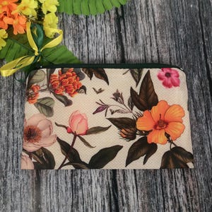 Wildflowers Accessory Pouch Botanical Floral Print Makeup Bag Pencil Makeup Case Pouch Nature Themed Small Purse Handmade Makeup Pouch